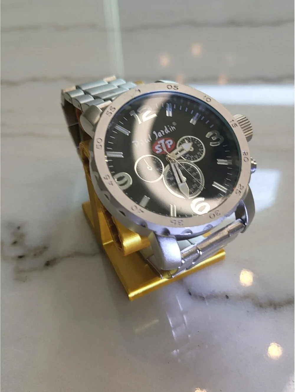 Men's Quartz Watch Working New Battery Automobilia 50mm STP Gas Filters WorksEUC